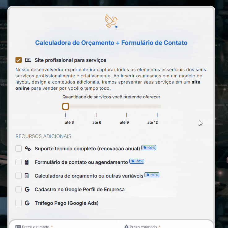 formulário de e lista de contato
